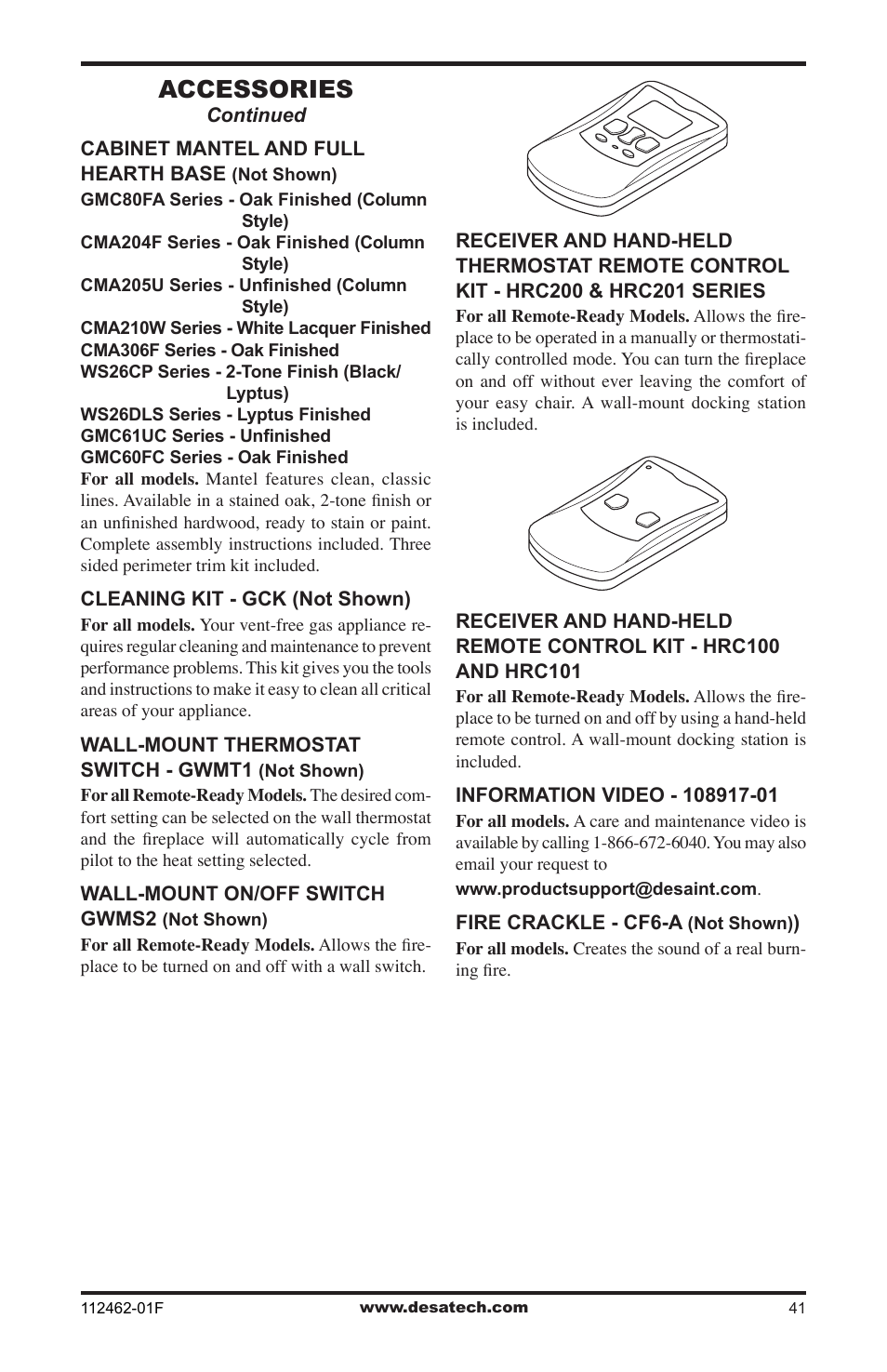 Accessories | Desa VMH10TPC User Manual | Page 41 / 44