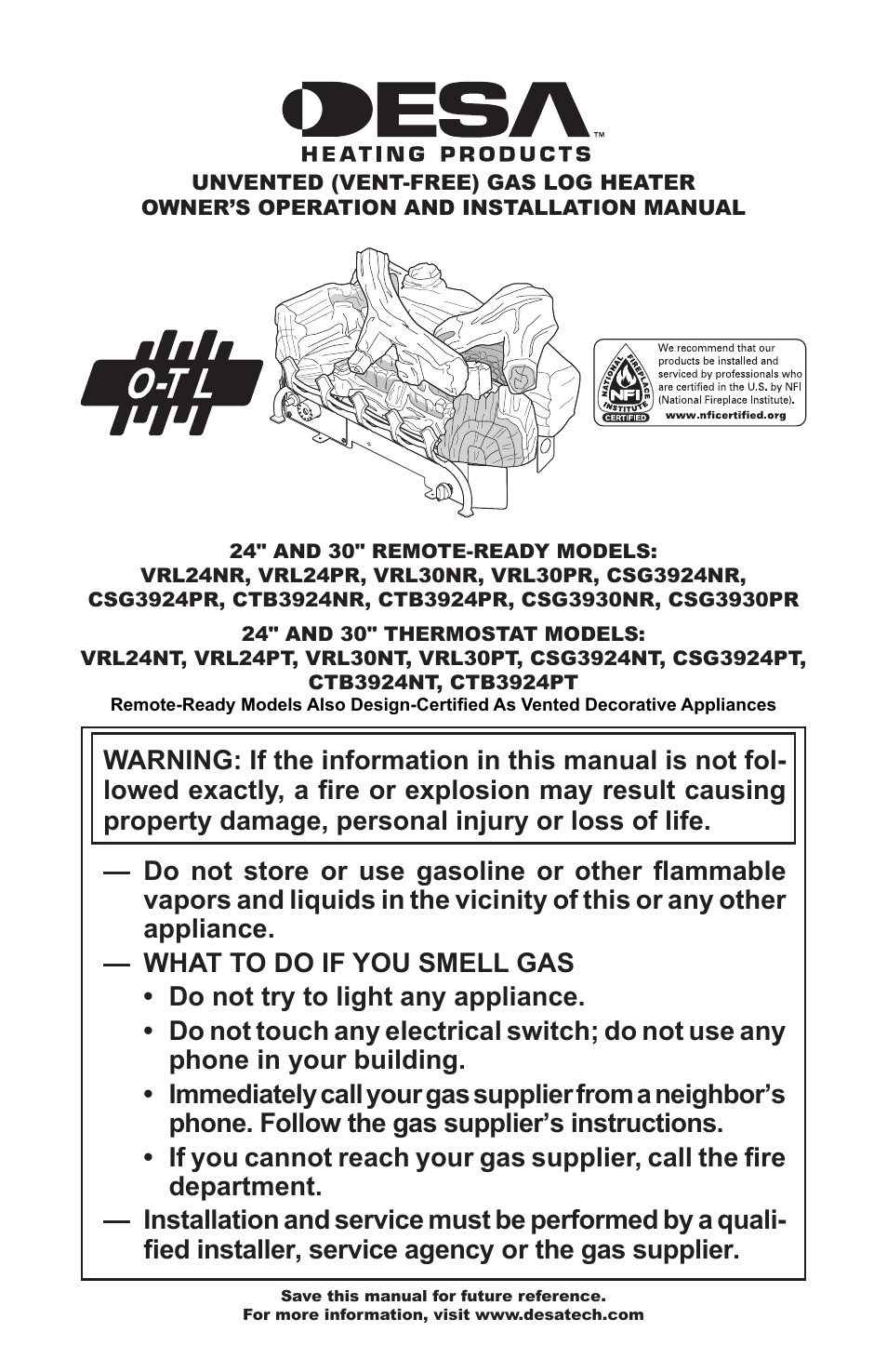 Desa VRL30PR User Manual | 44 pages