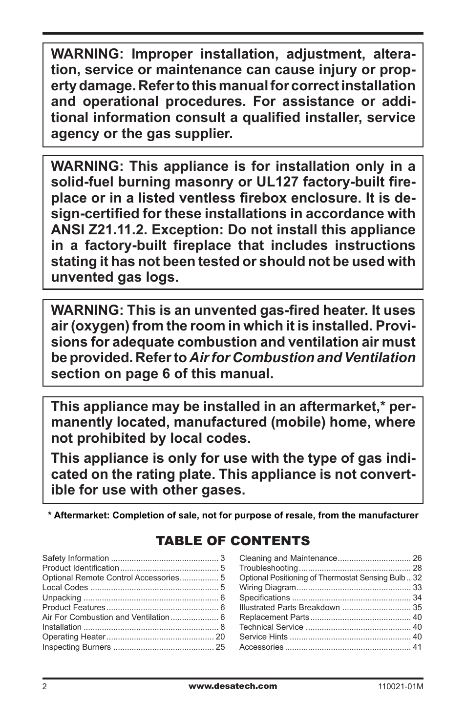 Desa VRL30PR User Manual | Page 2 / 44