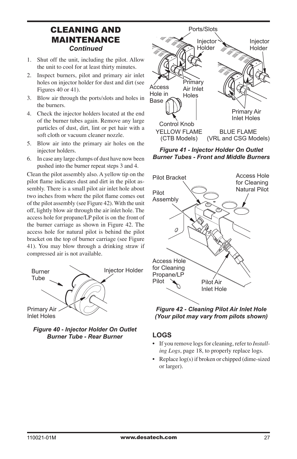 Cleaning and maintenance | Desa VRL30PR User Manual | Page 27 / 44