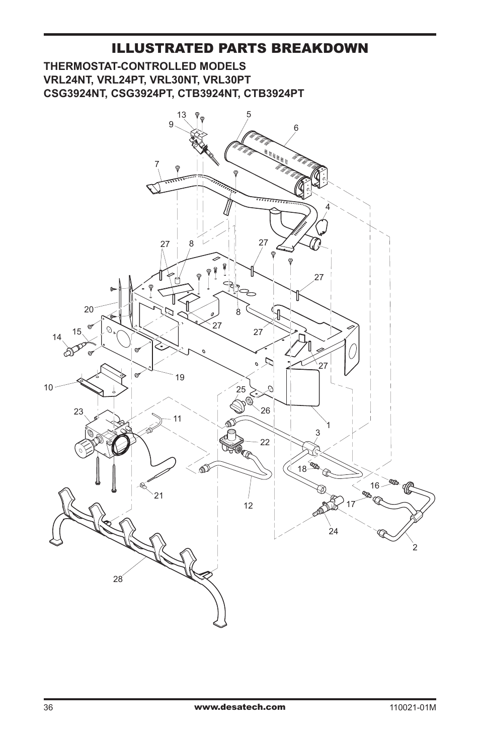 Illustrated parts breakdown | Desa VRL30PR User Manual | Page 36 / 44