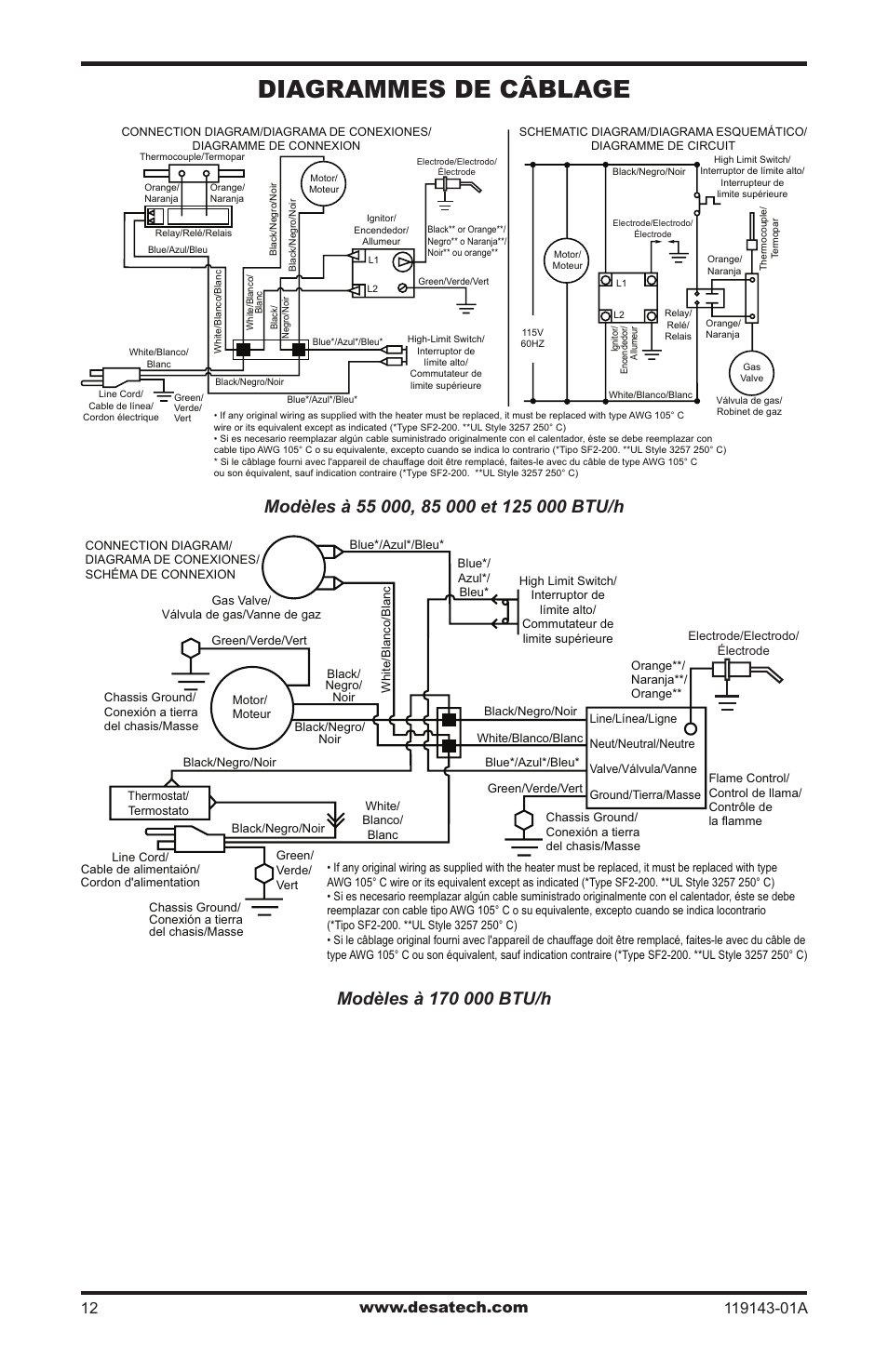 Diagrammes de câblage | Desa TB111 User Manual | Page 48 / 56