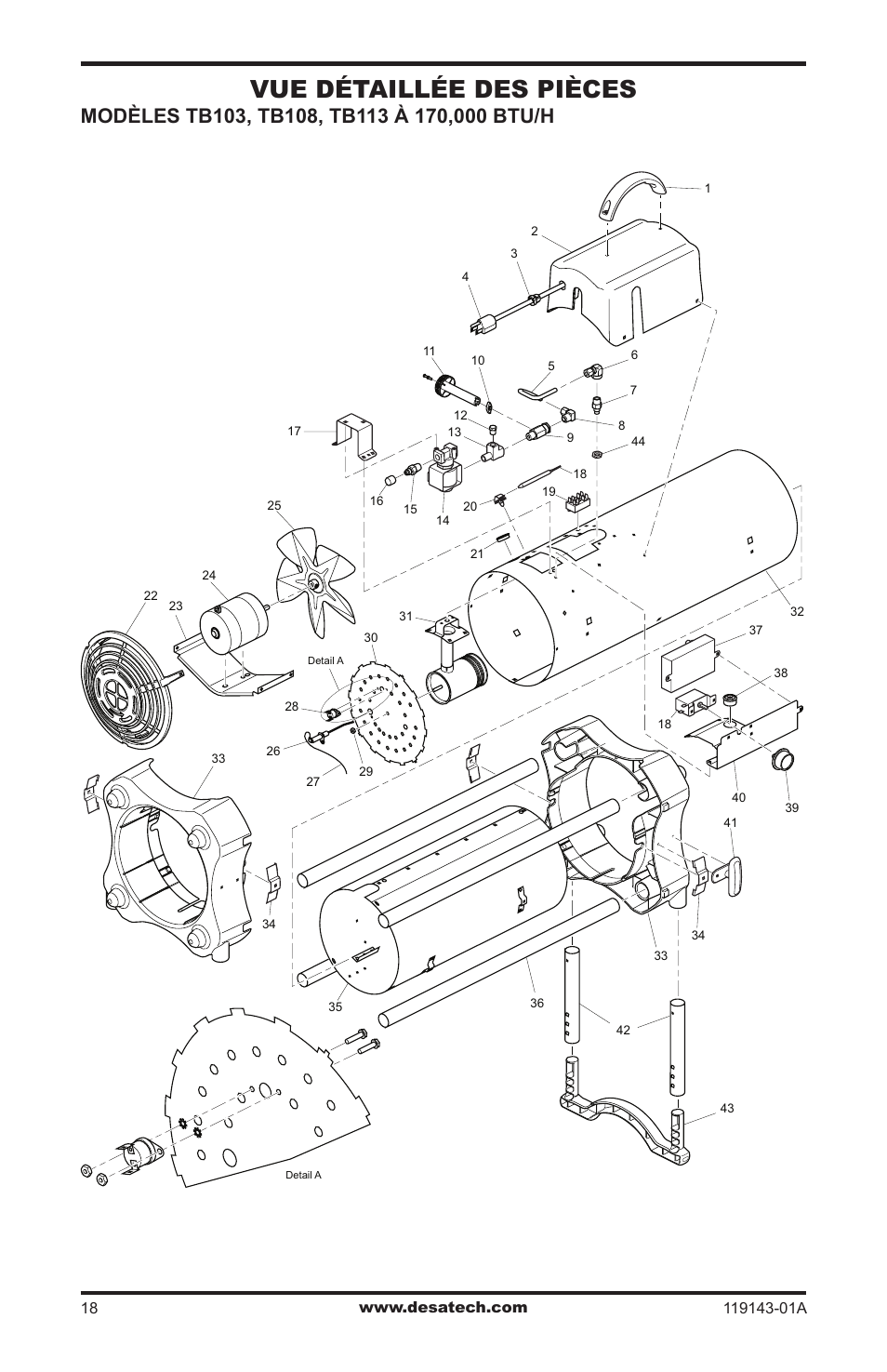 Vue détaillée des pièces | Desa TB111 User Manual | Page 54 / 56