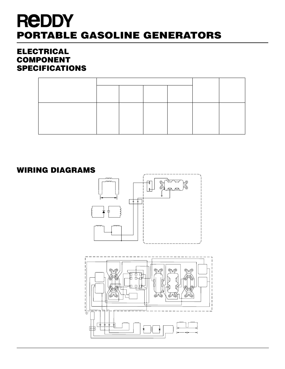 Portable gasoline generators, Wiring diagrams, Electrical component specifications | Desa Rgh3000pr User Manual | Page 16 / 32
