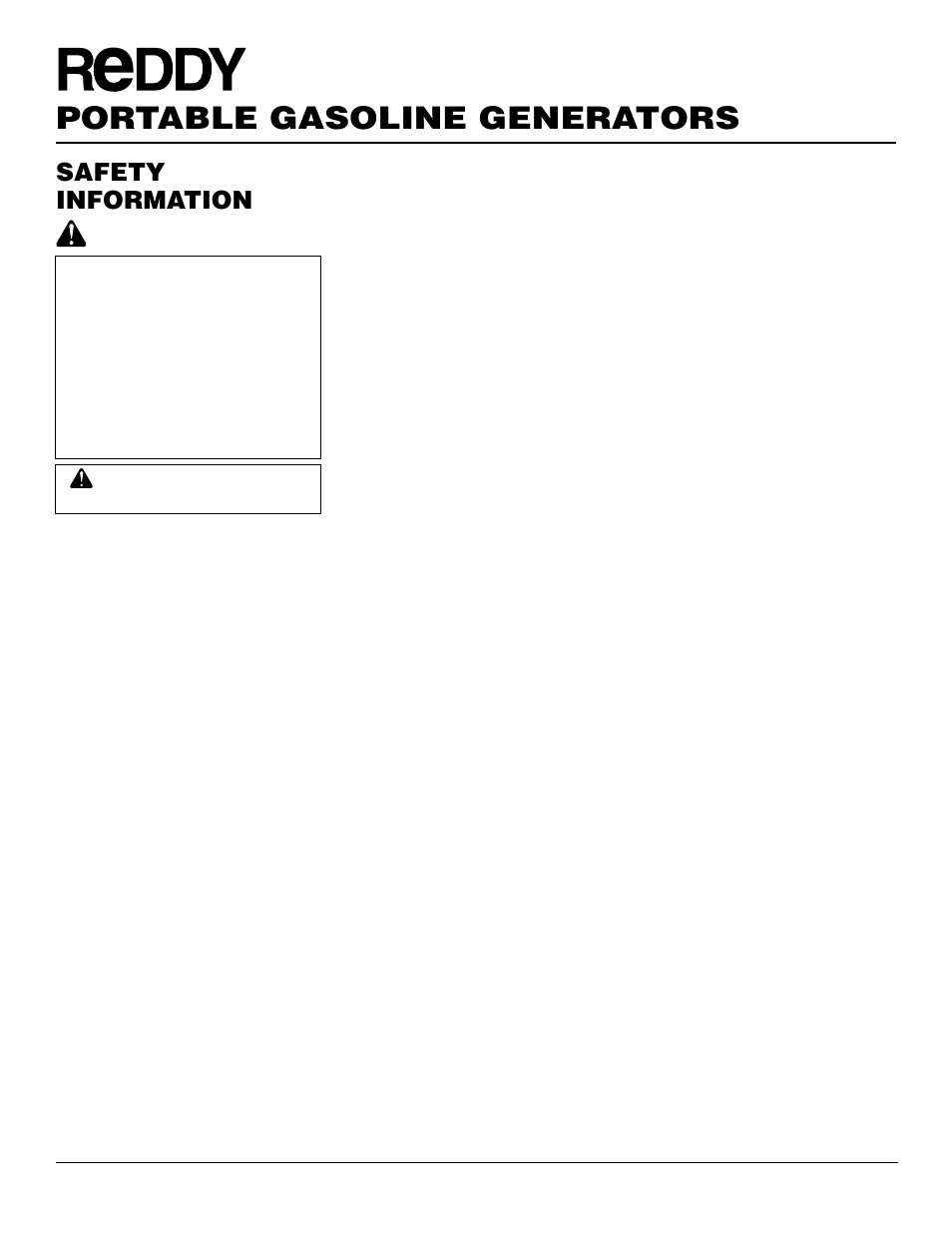 Portable gasoline generators, Safety information | Desa Rgh3000pr User Manual | Page 2 / 32