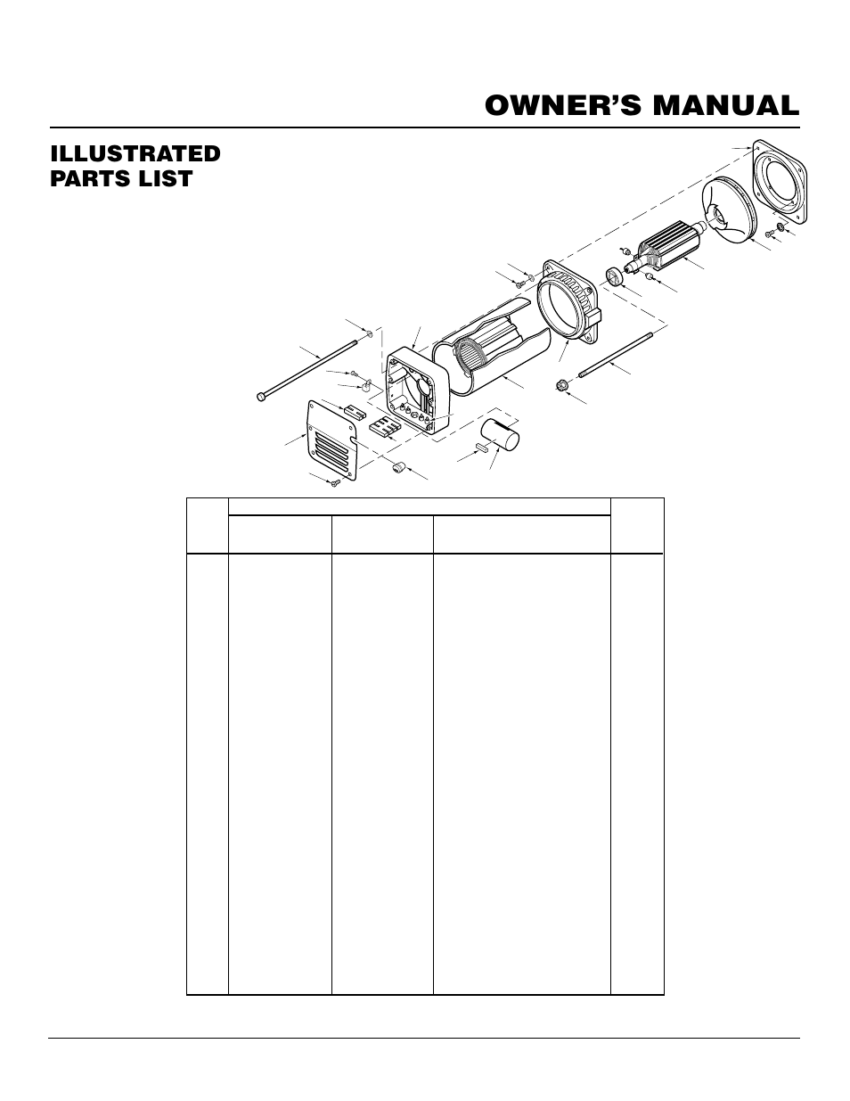 Owner’s manual, Illustrated parts list | Desa Rgh3000pr User Manual | Page 21 / 32
