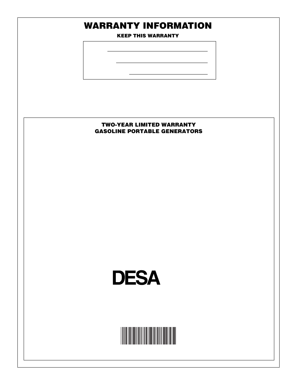 Warranty information | Desa Rgh3000pr User Manual | Page 32 / 32