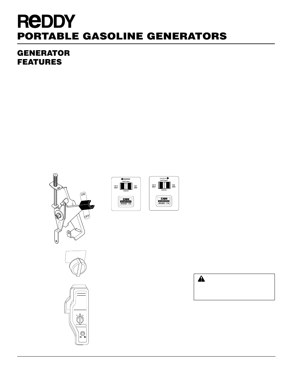 Portable gasoline generators, Generator features, Ground fault circuit interrupter receptacle | Oil alert system, Full power selector switch, Electric start, Auto-idle system | Desa Rgh3000pr User Manual | Page 6 / 32