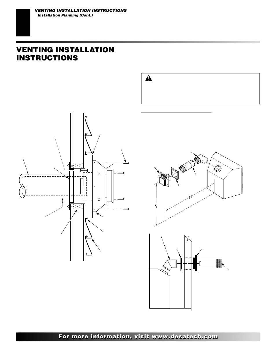 Venting installation instructions, Continued | Desa (V)K42N SERIES User Manual | Page 10 / 40