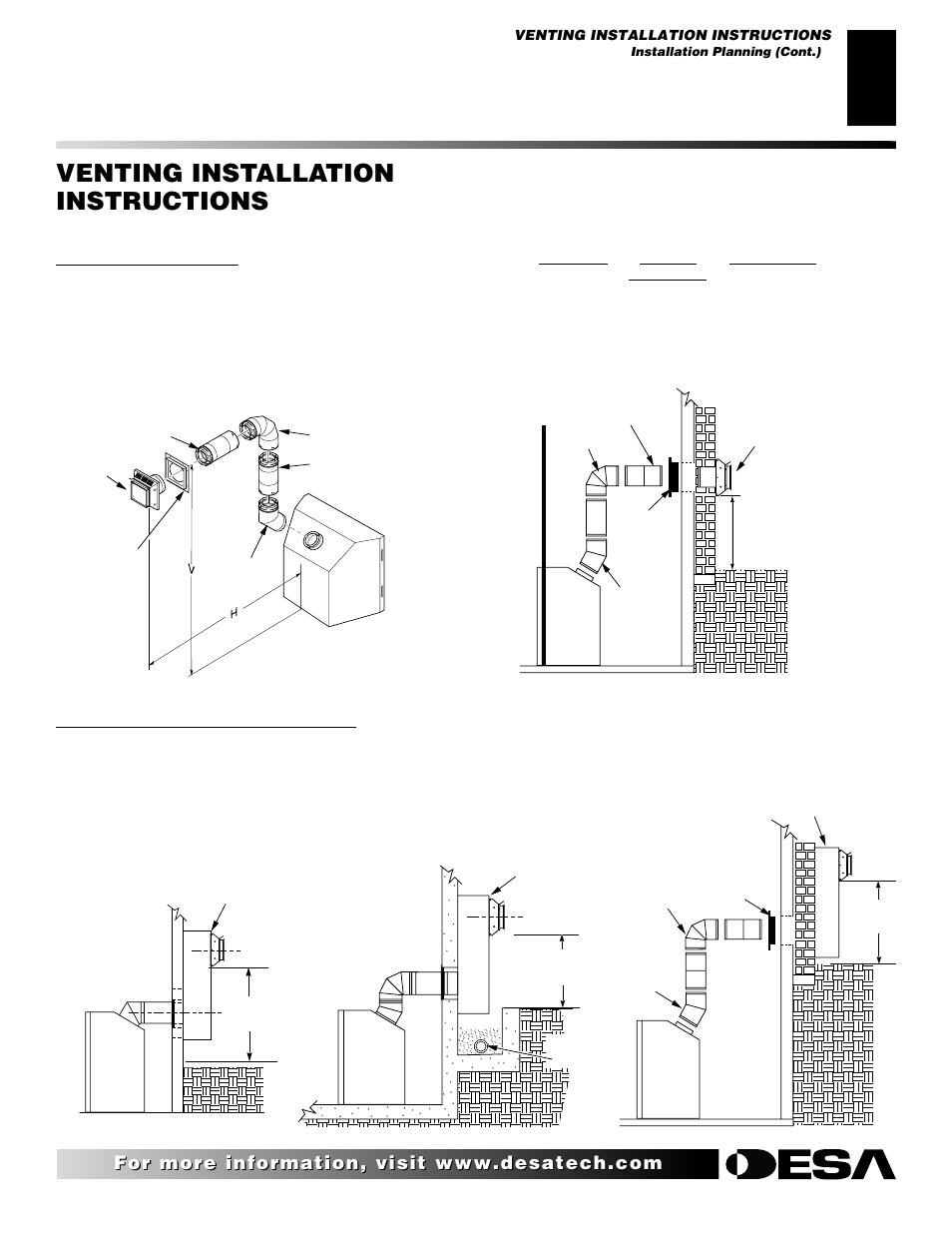 Venting installation instructions, Continued | Desa (V)K42N SERIES User Manual | Page 11 / 40