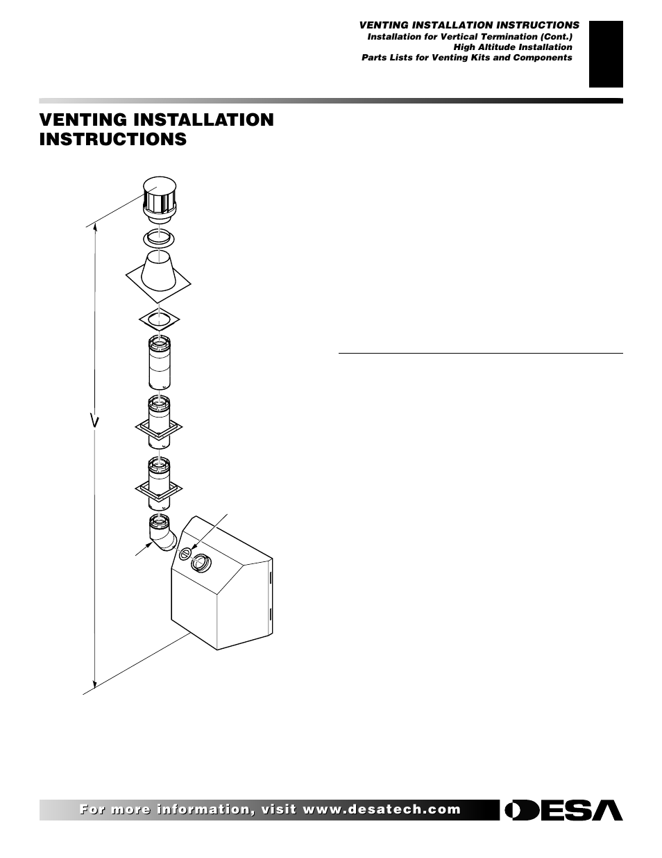 Venting installation instructions, Continued, High altitude installation | Desa (V)K42N SERIES User Manual | Page 15 / 40