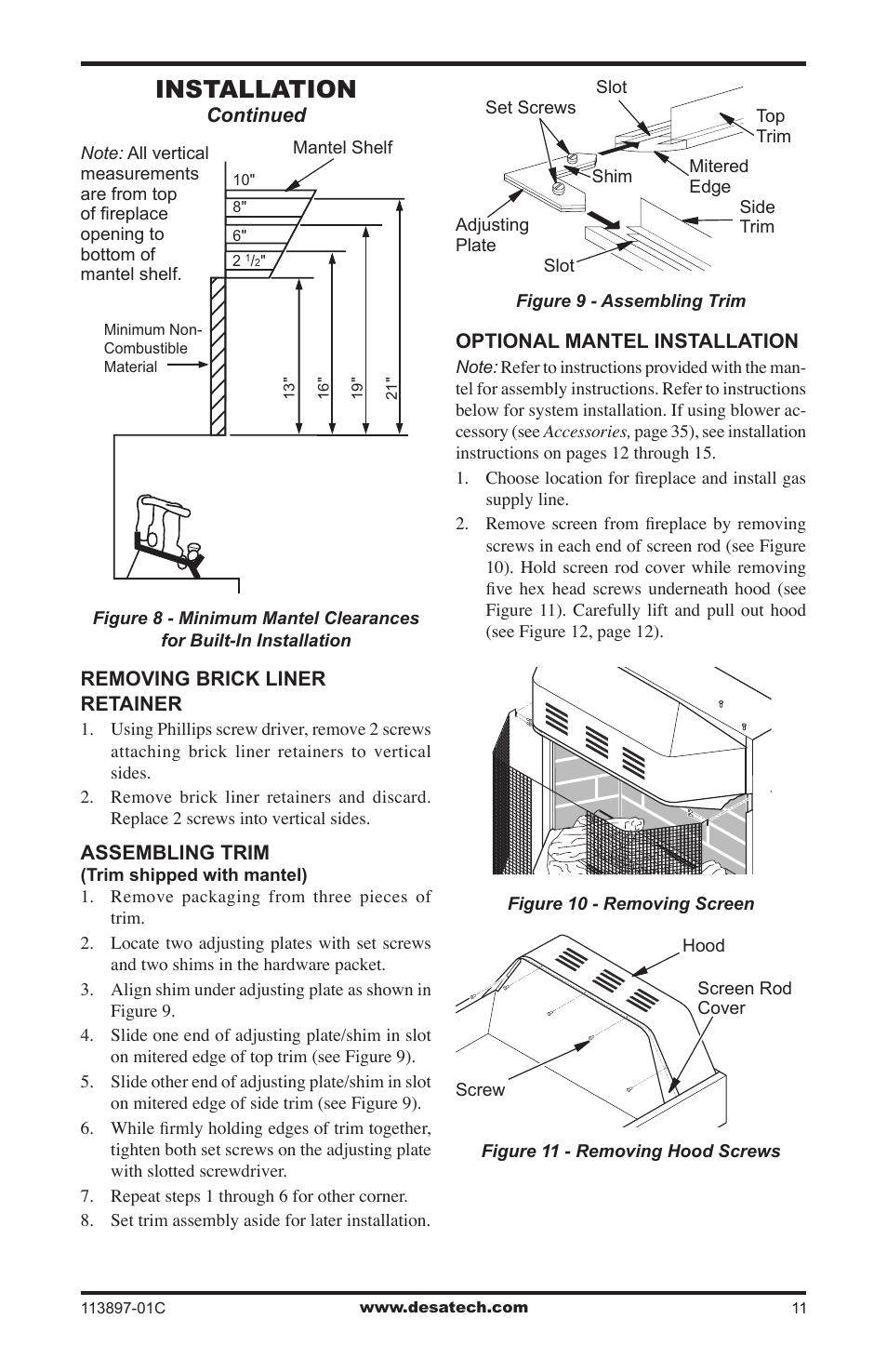 Installation | Desa CF26PRA User Manual | Page 11 / 36