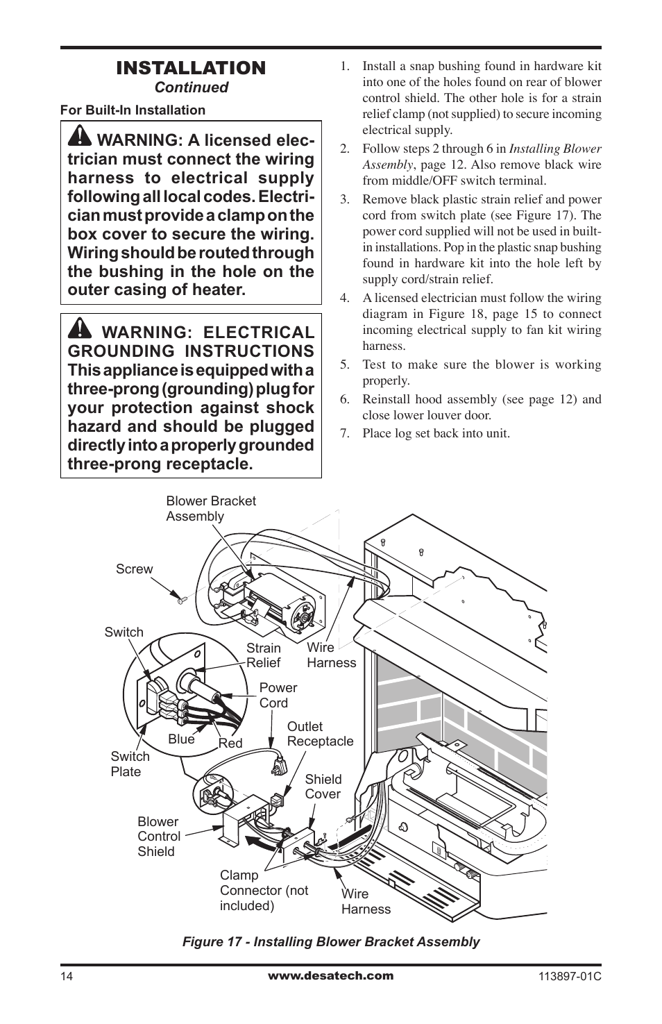 Installation | Desa CF26PRA User Manual | Page 14 / 36