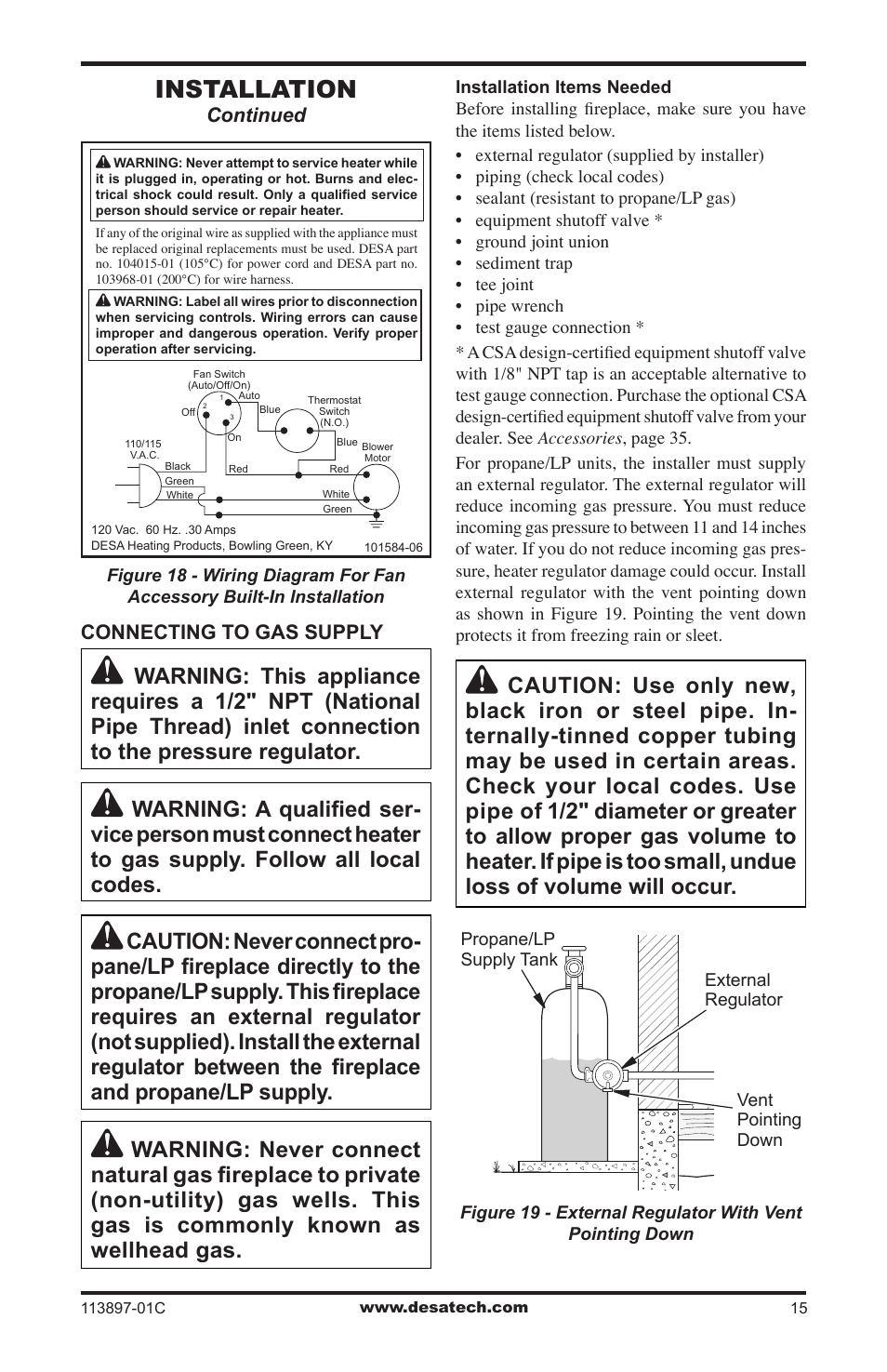 Installation | Desa CF26PRA User Manual | Page 15 / 36