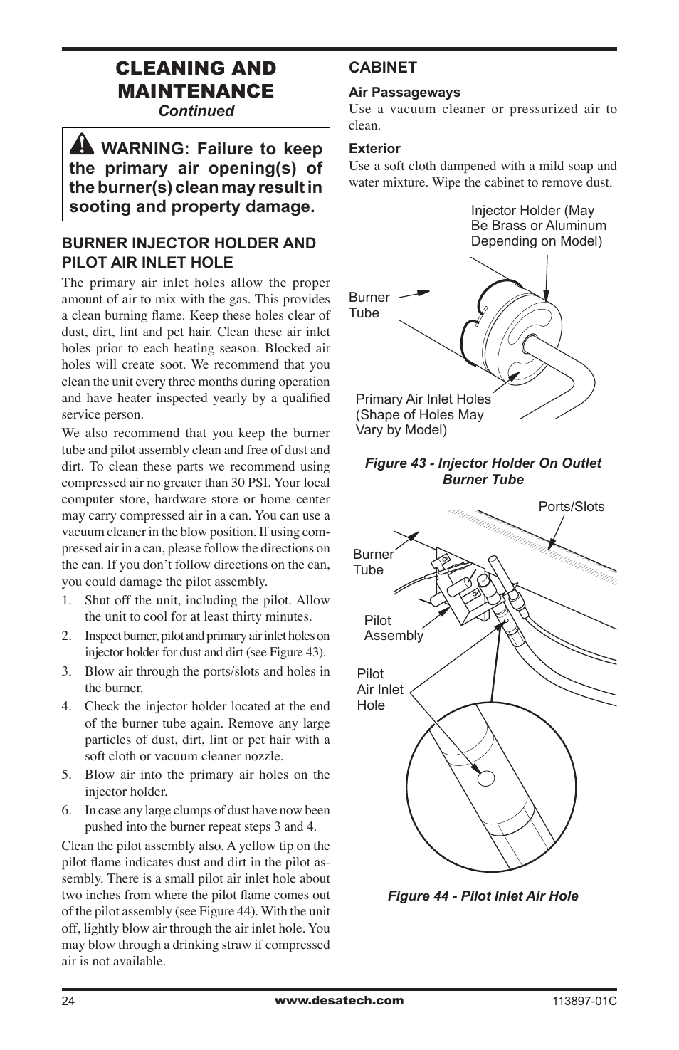 Cleaning and maintenance | Desa CF26PRA User Manual | Page 24 / 36
