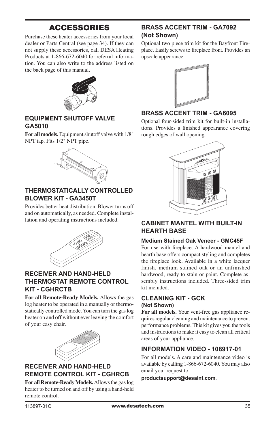 Accessories | Desa CF26PRA User Manual | Page 35 / 36