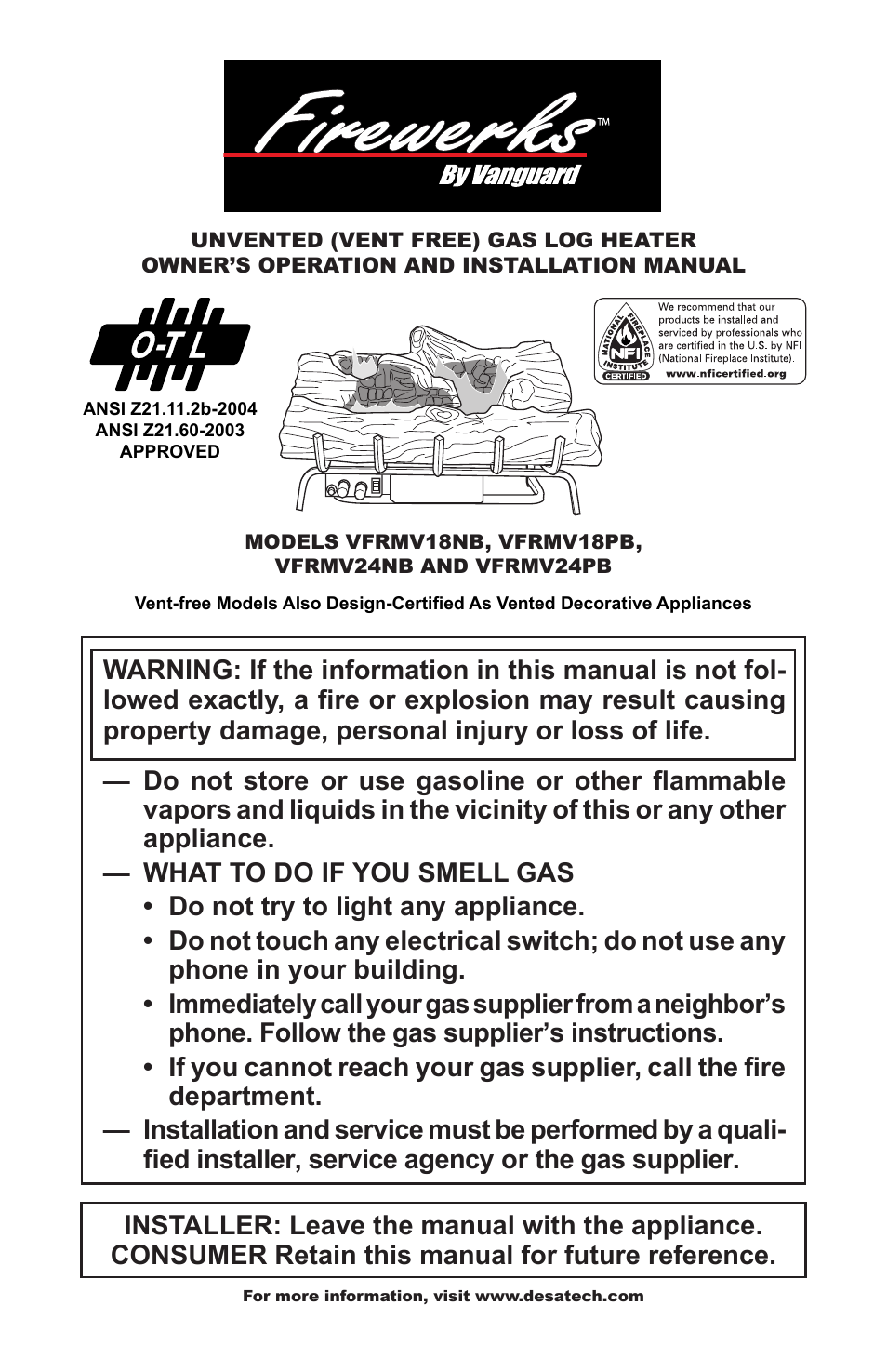 Desa VFRMV18PB User Manual | 32 pages