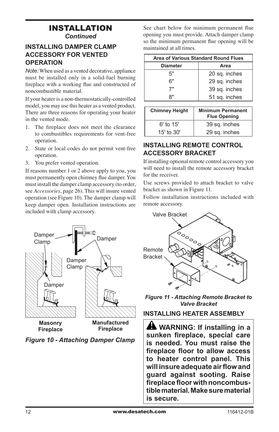 Installation | Desa VFRMV18PB User Manual | Page 12 / 32