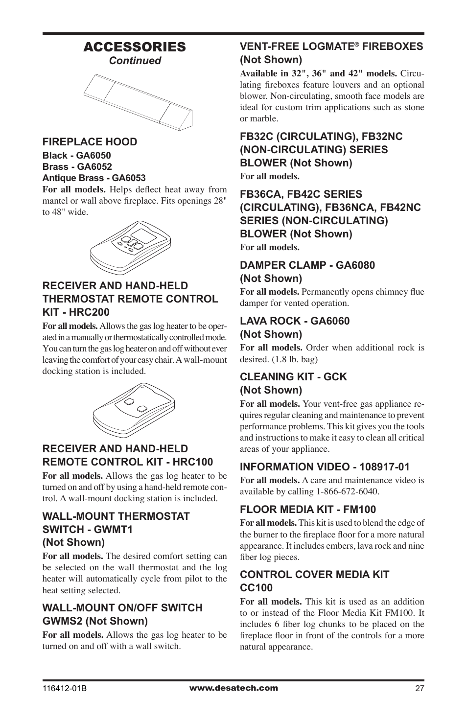 Accessories | Desa VFRMV18PB User Manual | Page 27 / 32
