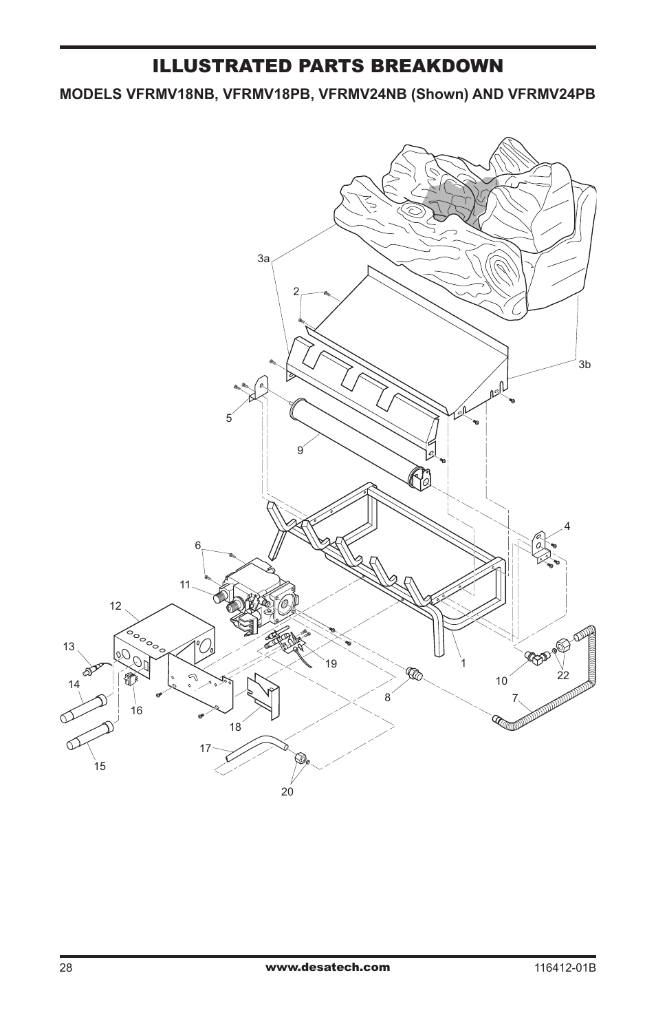 Illustrated parts breakdown | Desa VFRMV18PB User Manual | Page 28 / 32