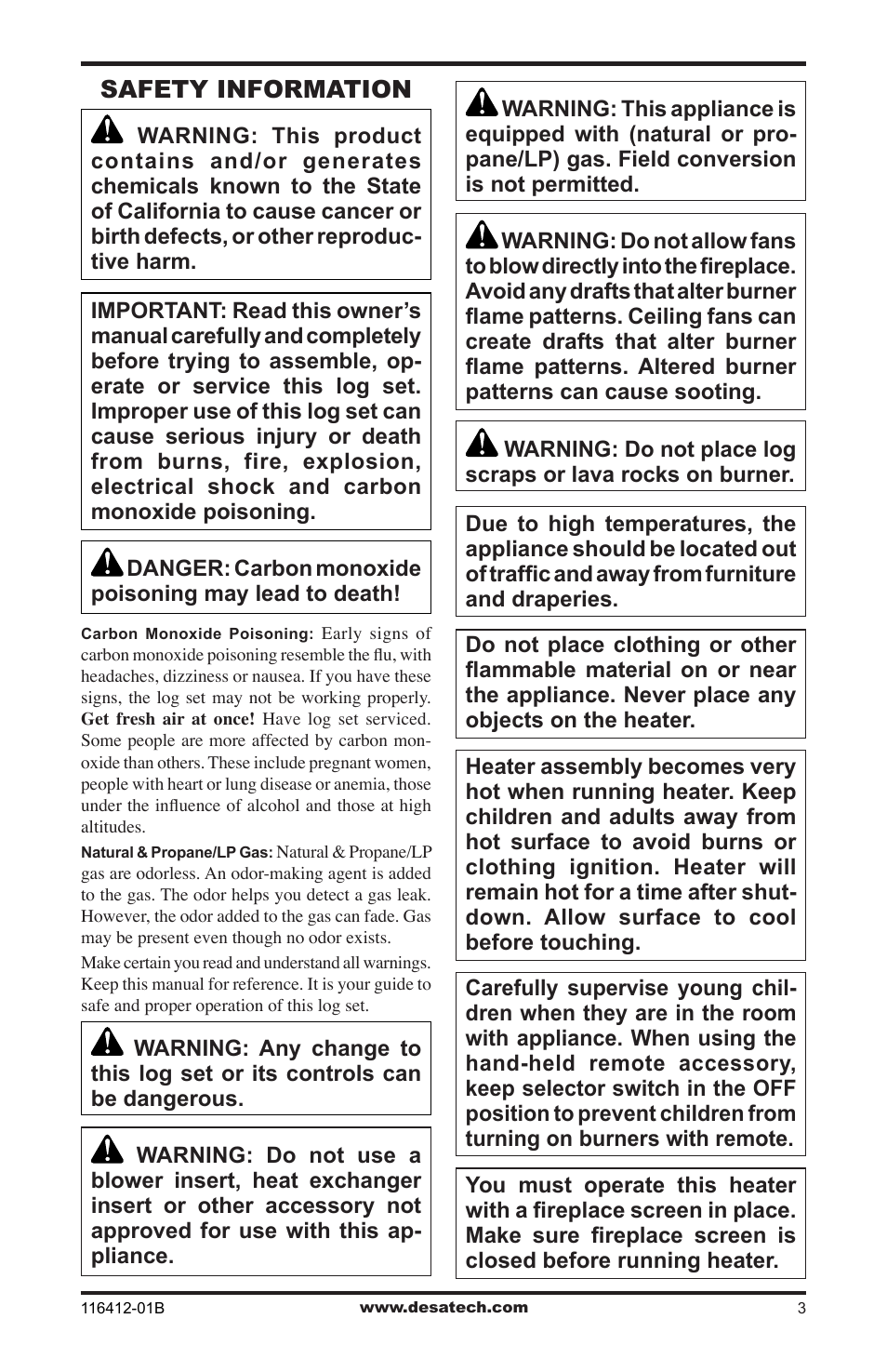 Safety information | Desa VFRMV18PB User Manual | Page 3 / 32