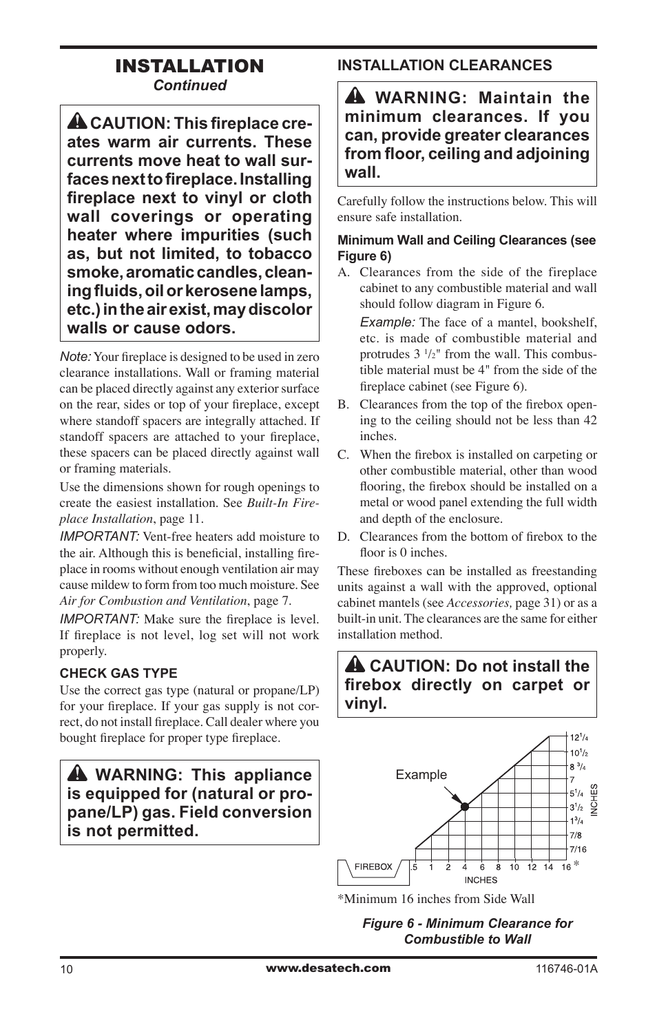 Installation | Desa VSGF36NRA User Manual | Page 10 / 40