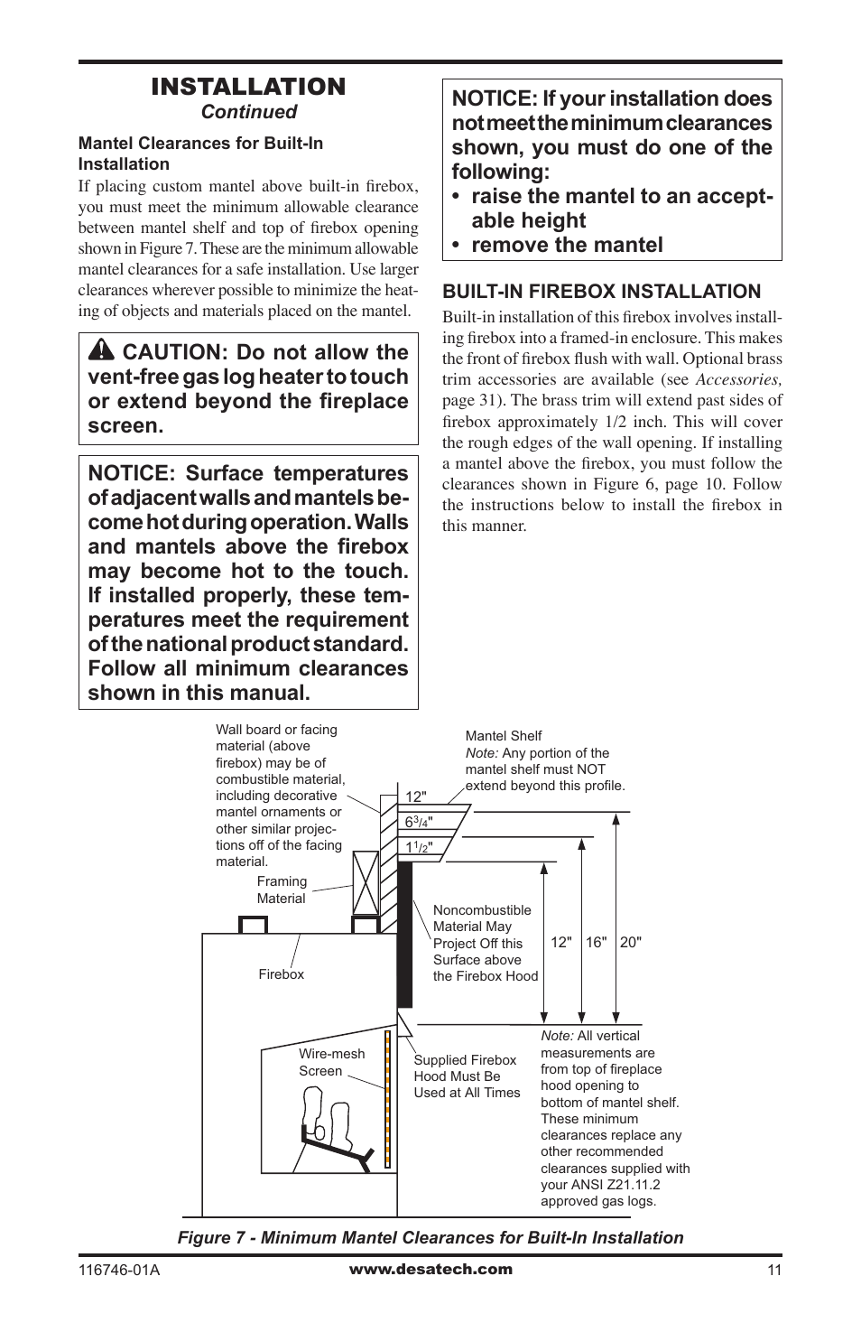Installation | Desa VSGF36NRA User Manual | Page 11 / 40