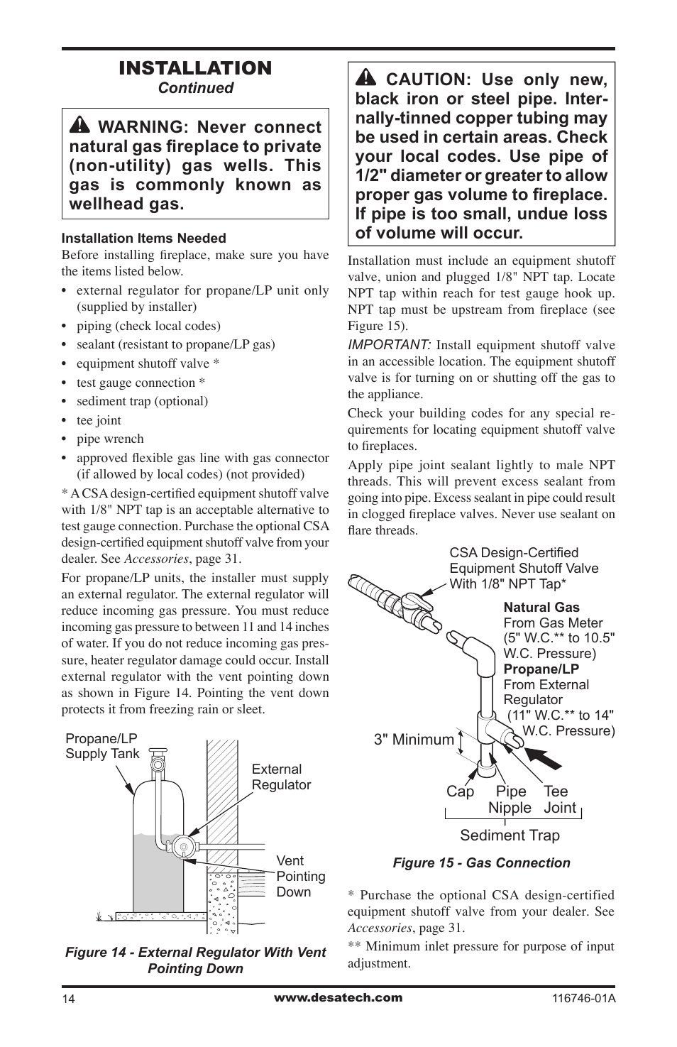 Installation | Desa VSGF36NRA User Manual | Page 14 / 40
