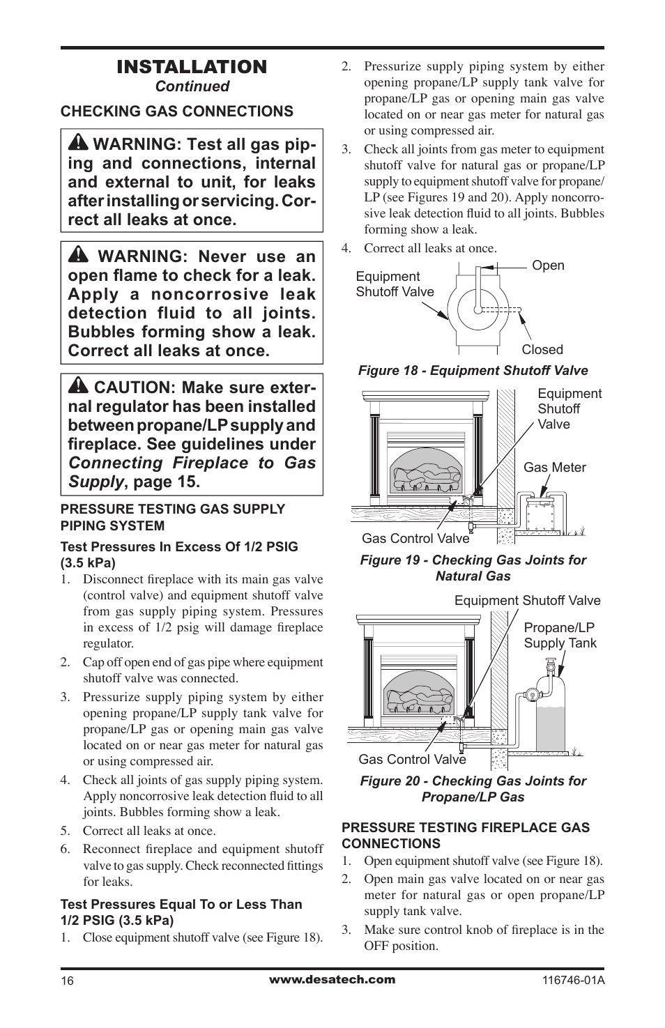 Installation | Desa VSGF36NRA User Manual | Page 16 / 40