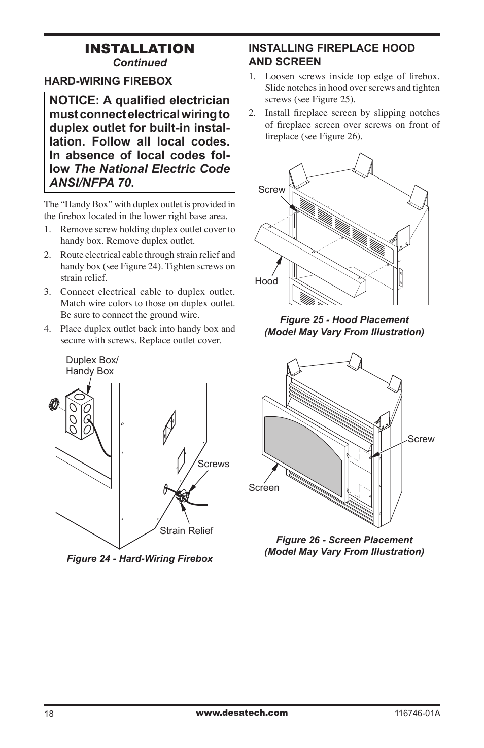 Installation | Desa VSGF36NRA User Manual | Page 18 / 40