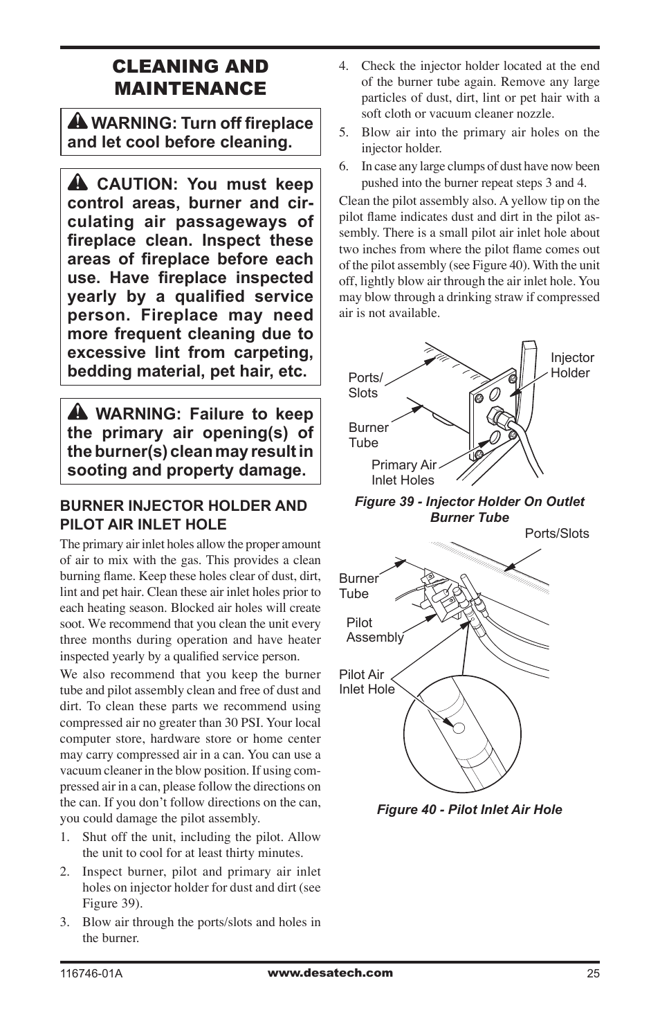 Cleaning and maintenance | Desa VSGF36NRA User Manual | Page 25 / 40