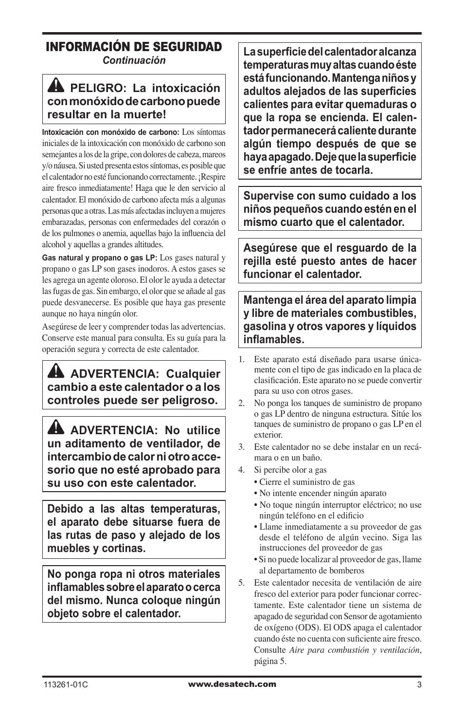 Información de seguridad | Desa CTR25NR User Manual | Page 27 / 48