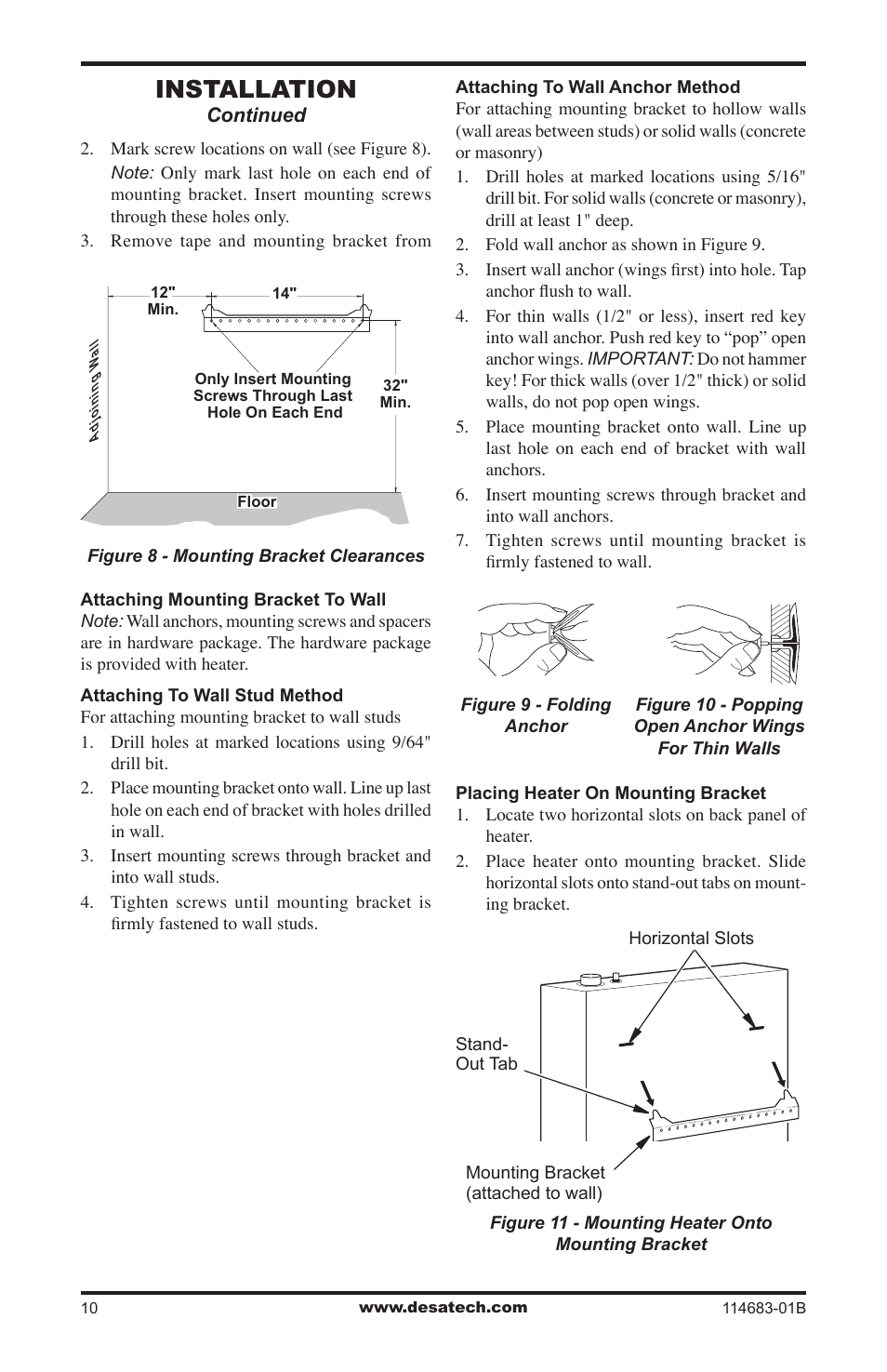 Installation | Desa BG30PT User Manual | Page 10 / 32