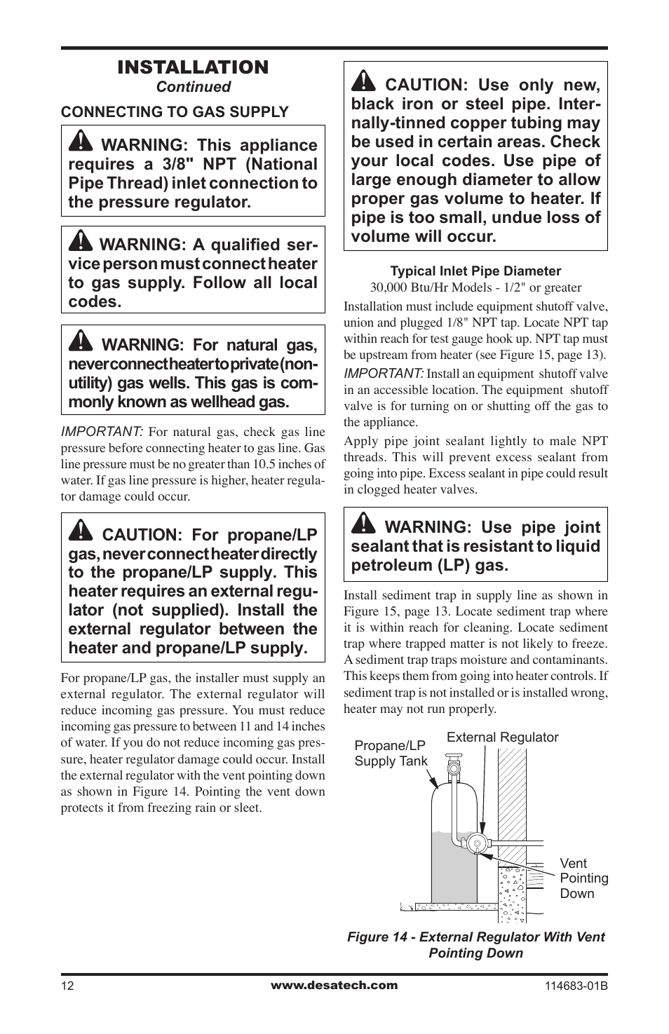 Installation | Desa BG30PT User Manual | Page 12 / 32