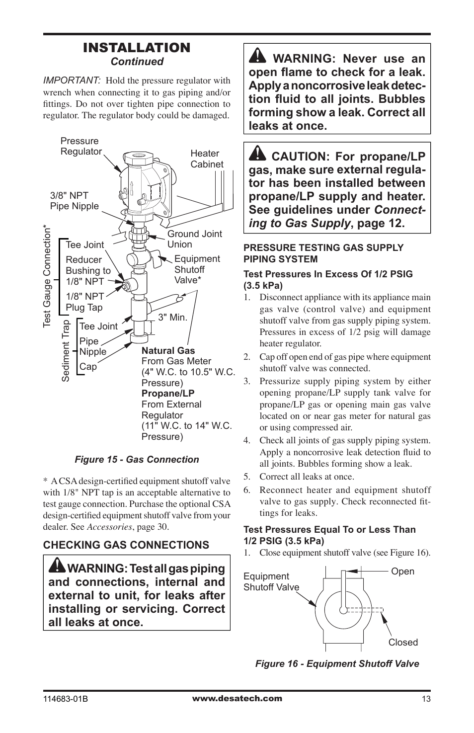 Installation | Desa BG30PT User Manual | Page 13 / 32