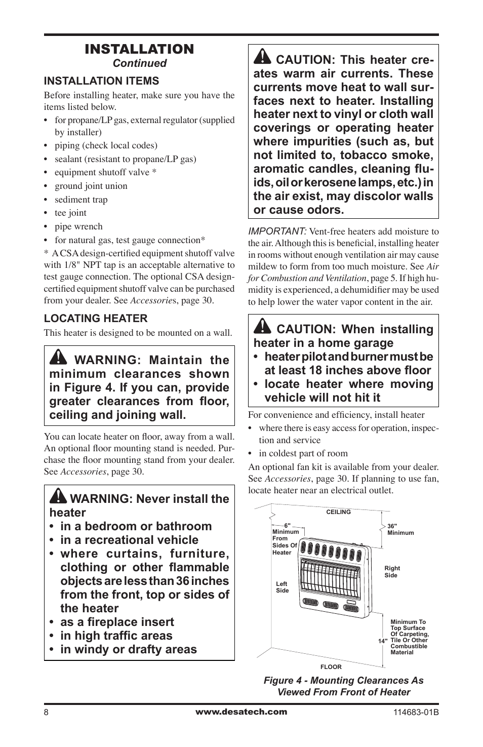 Installation | Desa BG30PT User Manual | Page 8 / 32
