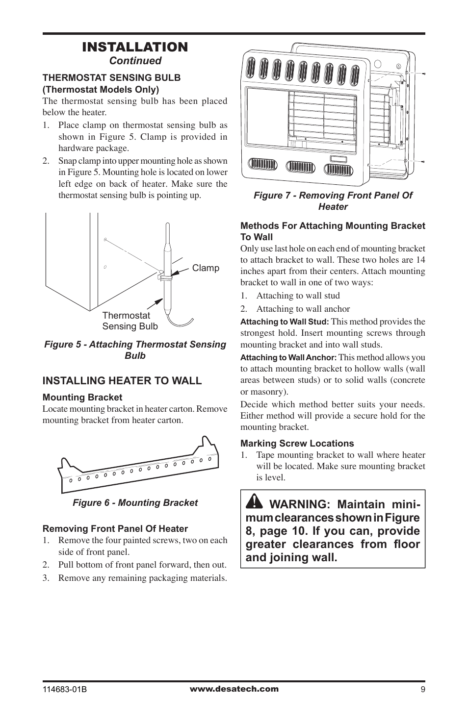 Installation | Desa BG30PT User Manual | Page 9 / 32