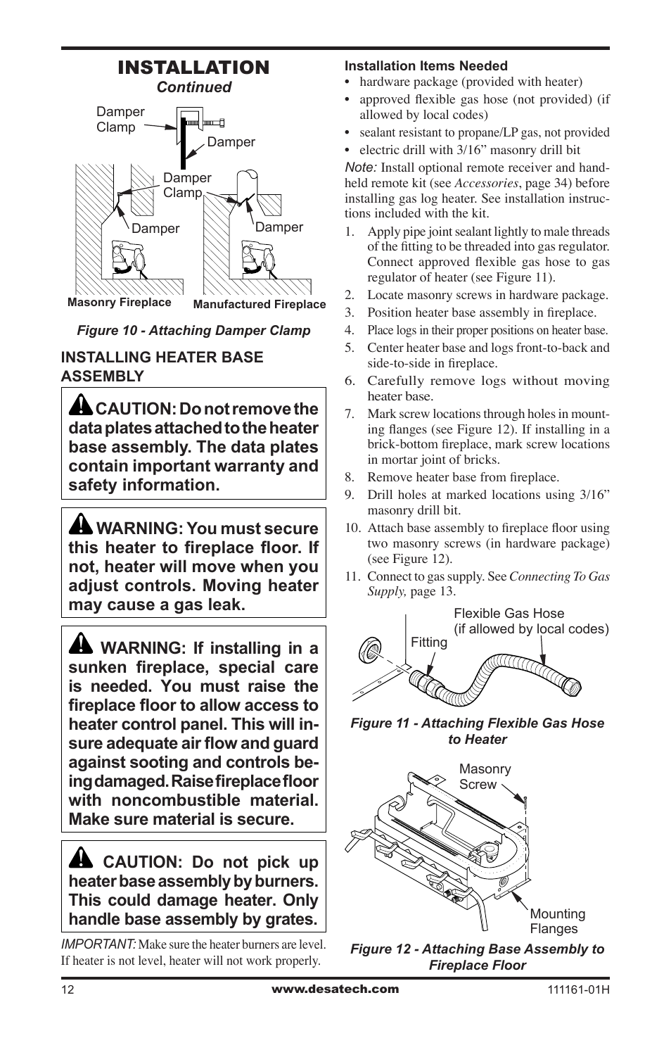 Installation | Desa CCL3924PRA User Manual | Page 12 / 36