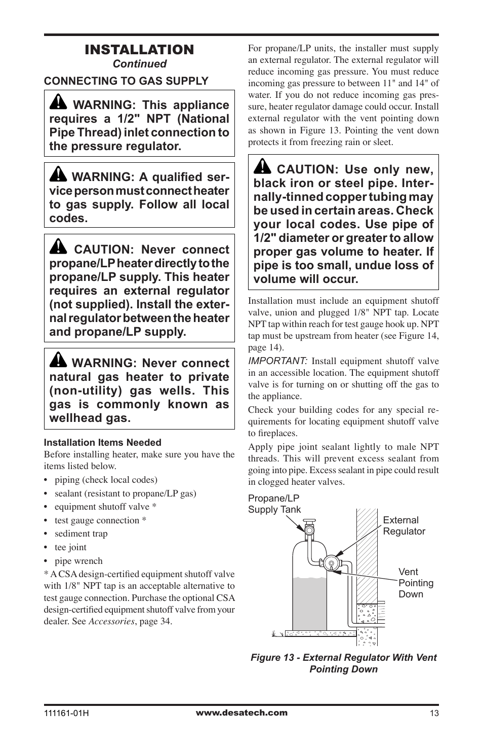 Installation | Desa CCL3924PRA User Manual | Page 13 / 36
