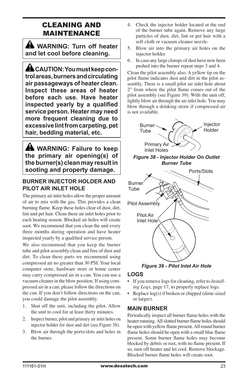 Cleaning and maintenance | Desa CCL3924PRA User Manual | Page 23 / 36