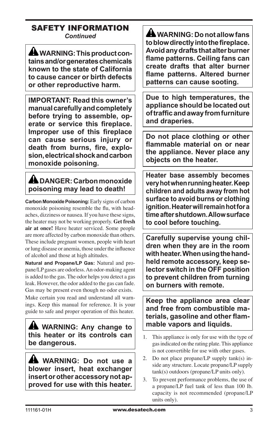 Safety information | Desa CCL3924PRA User Manual | Page 3 / 36