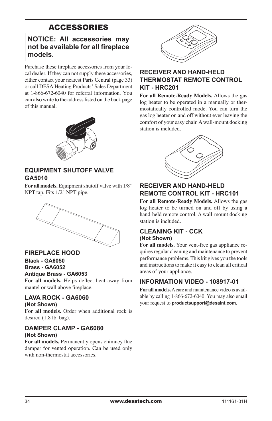Accessories | Desa CCL3924PRA User Manual | Page 34 / 36