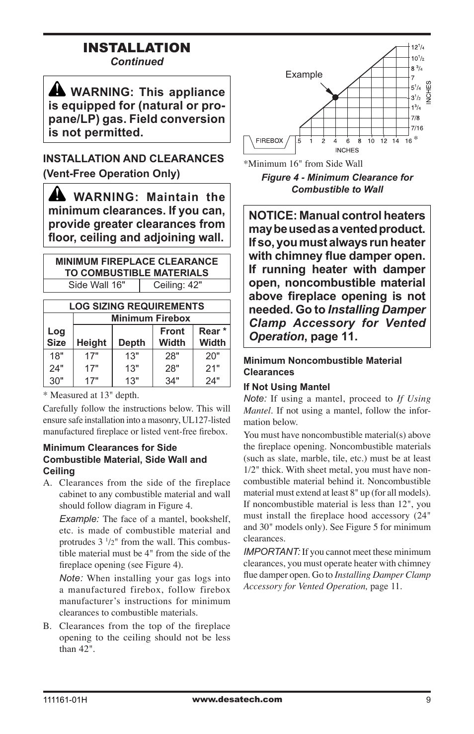 Installation | Desa CCL3924PRA User Manual | Page 9 / 36