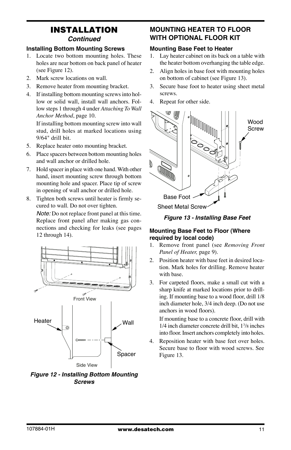 Installation | Desa GN30 User Manual | Page 11 / 32