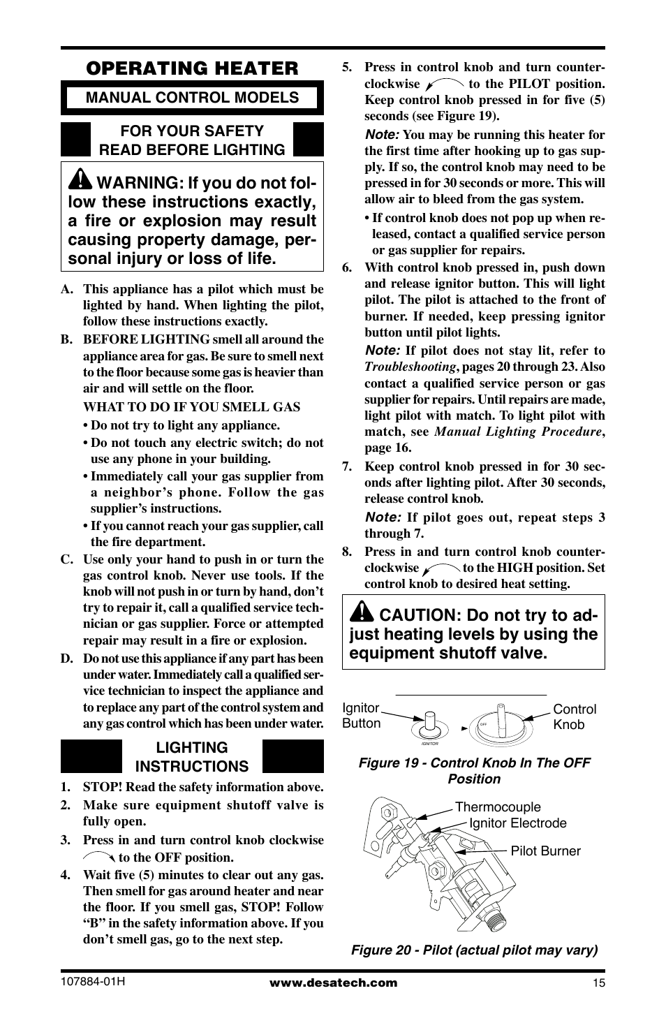 Operating heater | Desa GN30 User Manual | Page 15 / 32