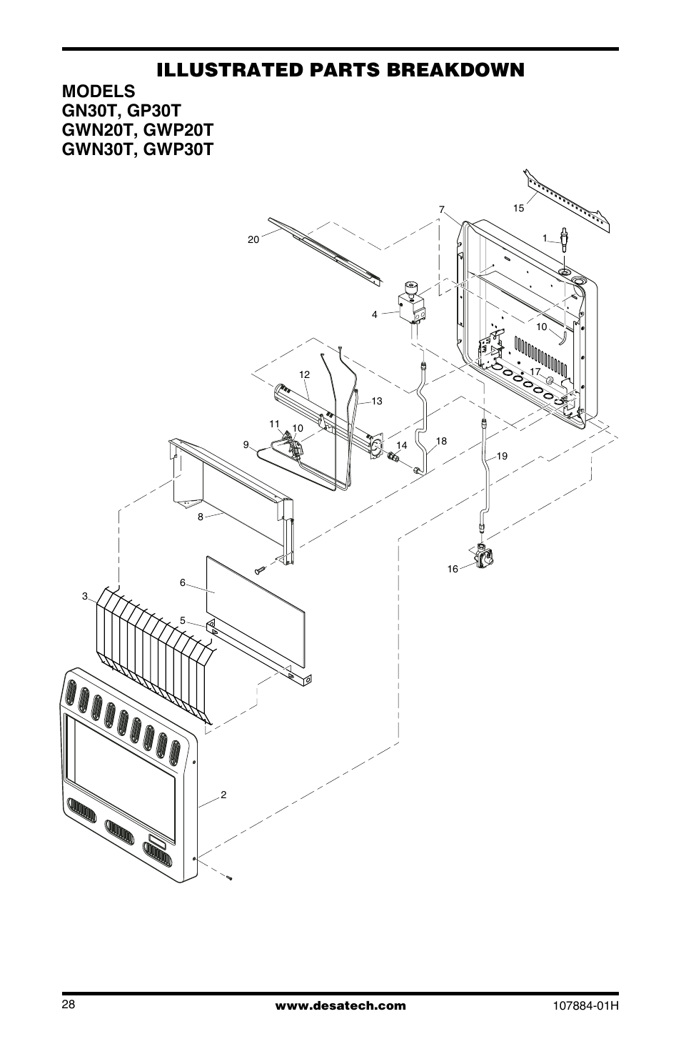 Illustrated parts breakdown | Desa GN30 User Manual | Page 28 / 32