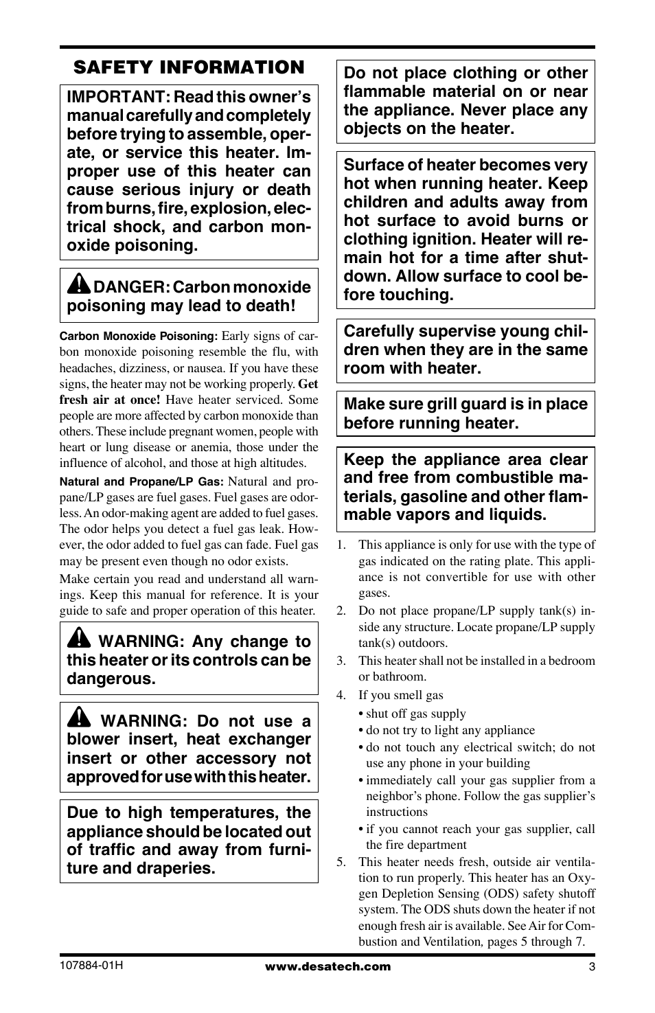Safety information | Desa GN30 User Manual | Page 3 / 32