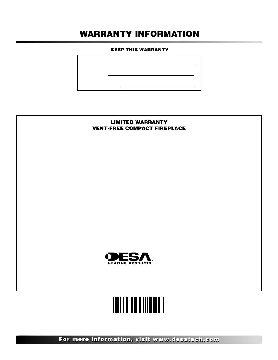 Warranty information | Desa CGCF26TN User Manual | Page 30 / 30