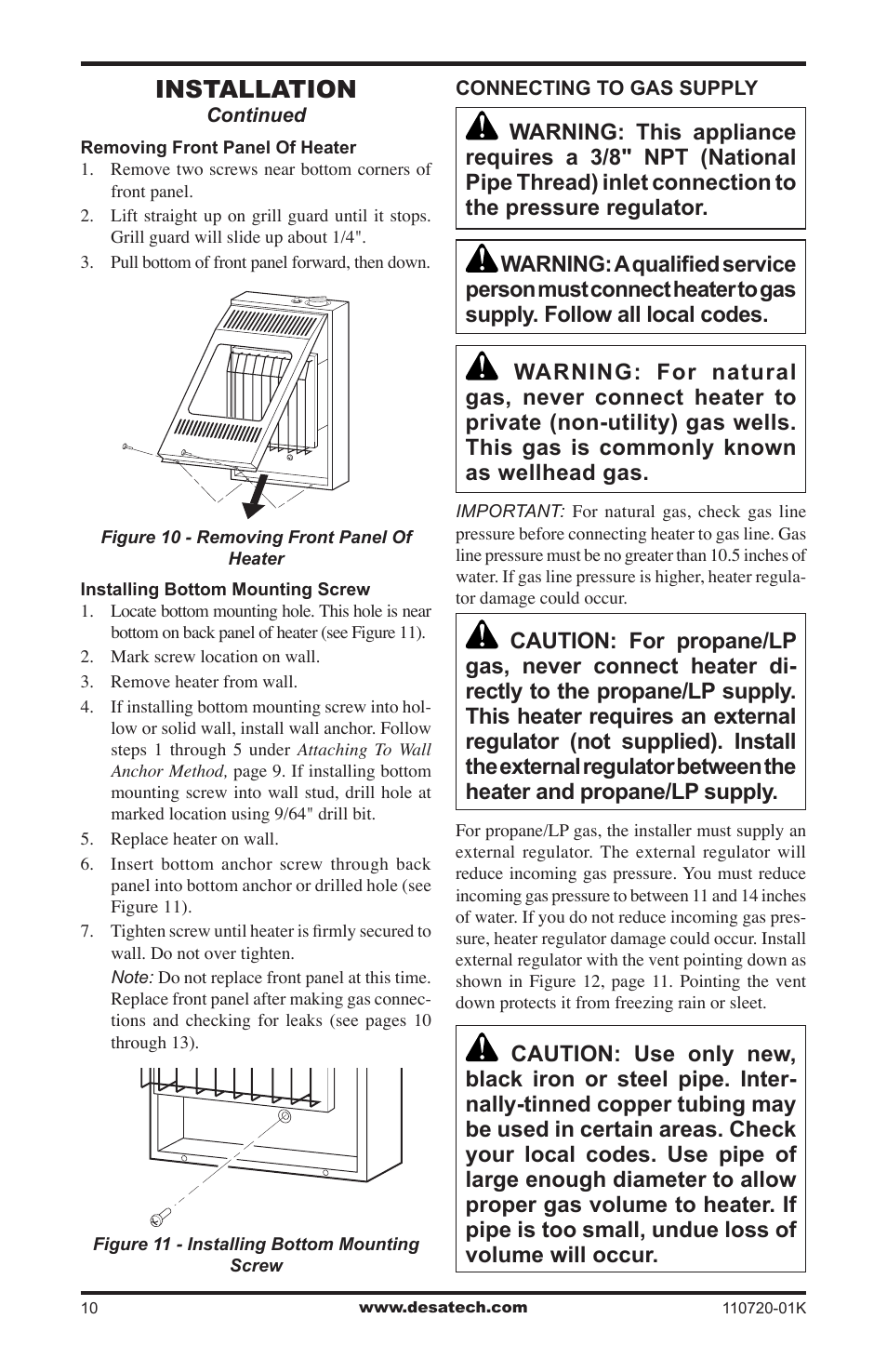 Installation | Desa VN1000BTA User Manual | Page 10 / 28