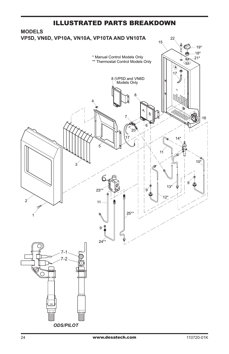 Illustrated parts breakdown | Desa VN1000BTA User Manual | Page 24 / 28